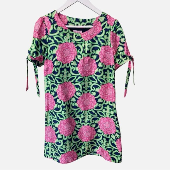 Lilly Pulitzer Silk Dasha Floral Tie Sleeve Shift Dress Women's size 2 - Picture 1 of 7